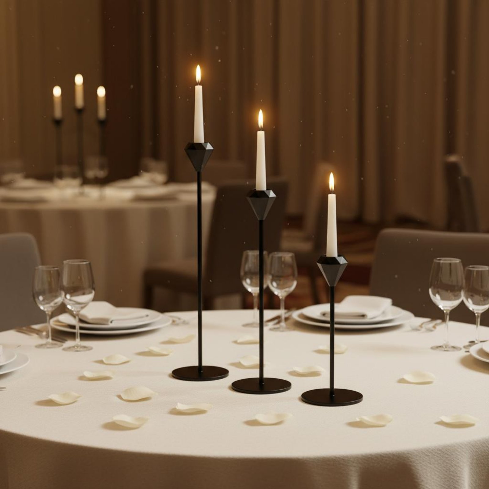 Home Decor Luxury - Set di 3 Candelabri in Cristallo,