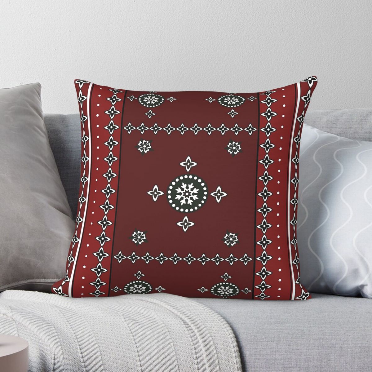 Home Decor Karachi - Fodera per cuscino quadrata Sindhi Pakistani