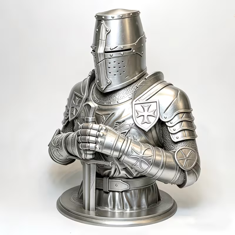 Home Decor Medieval - Busto di Cavaliere Templare Guardiano Crociato