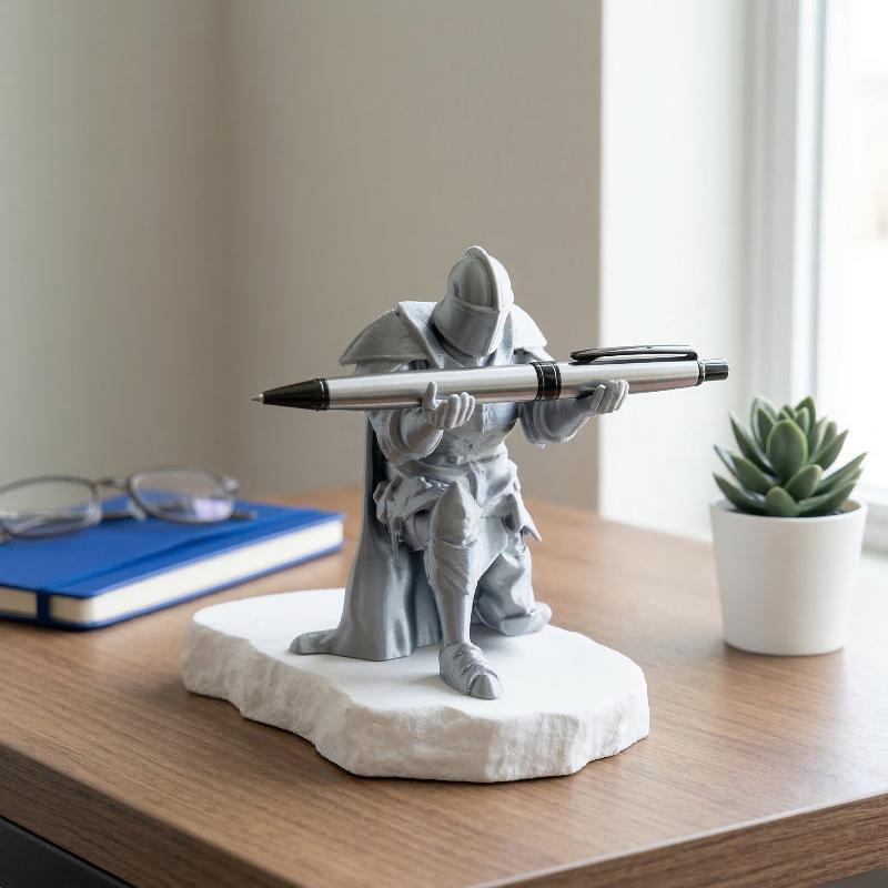 Home Decor Medieval - Portapenne Cavaliere in Resina, Organizzatore da