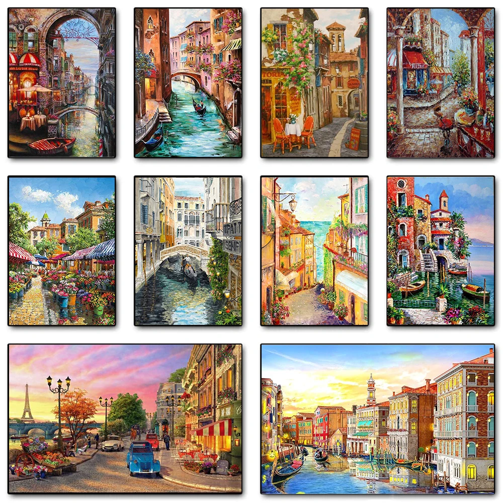 X Home Decor - Dipinto su tela con paesaggio urbano