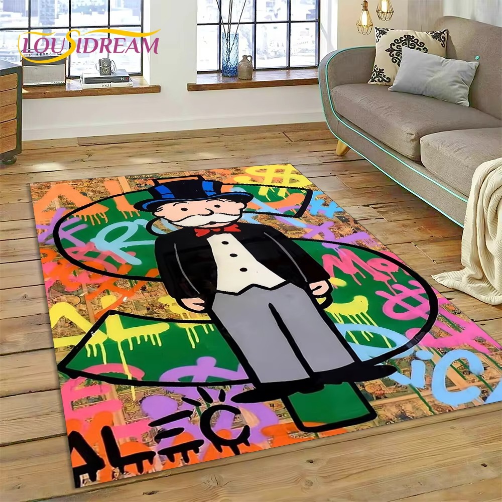 Home Decor Online Game - Tappeto a Tema Monopoly con Dollari,