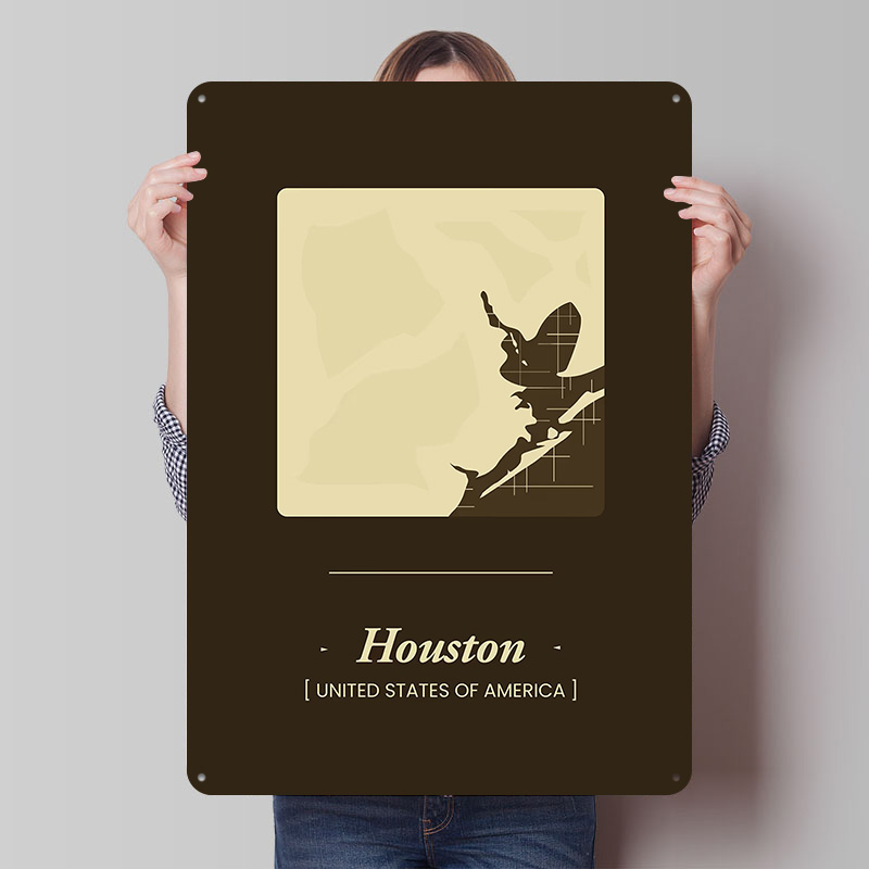 Home Decor Houston - Poster in Latta con Mappa di