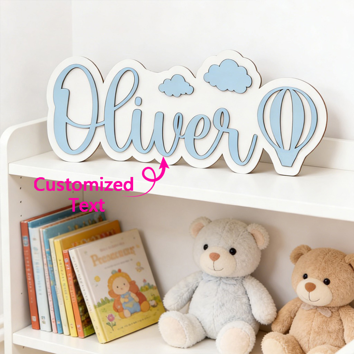 Home Decor For Wedding - Insegna Personalizzata per Cameretta con Mongolfiera