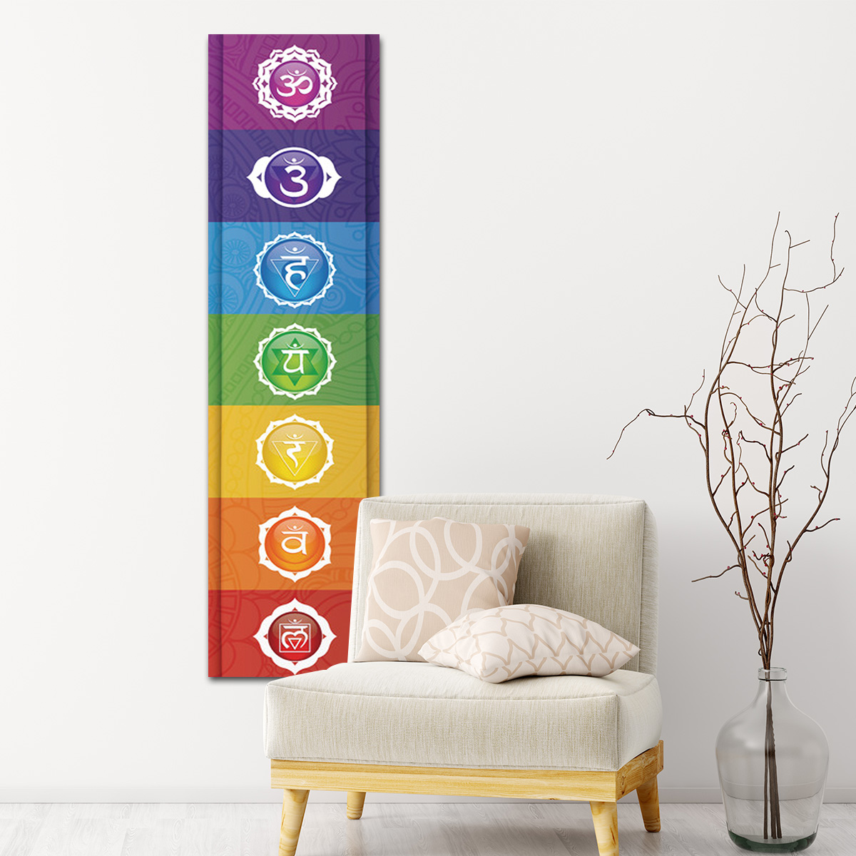 Home Decor Yoga - Arazzo di elementi colorati Chakra Yoga