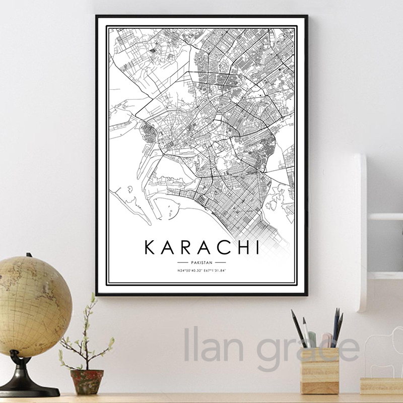 KARACHI City Map Poster mappa  - Home Decor Karachi recensione e prezzo